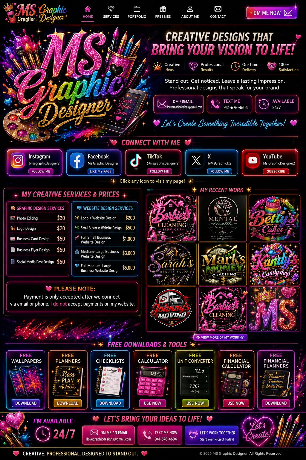 MS Graphic Designer full homepage design